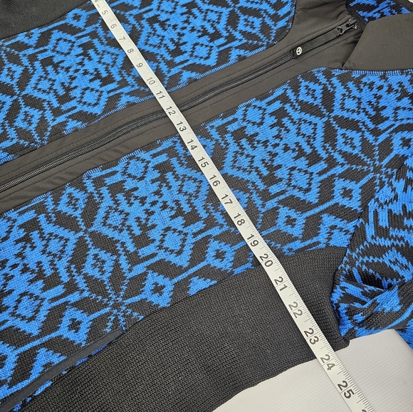 Talbots Cozy Fleeceback Knit Jacket - Snowflake Blue Black Size XLP - Picture 8 of 10